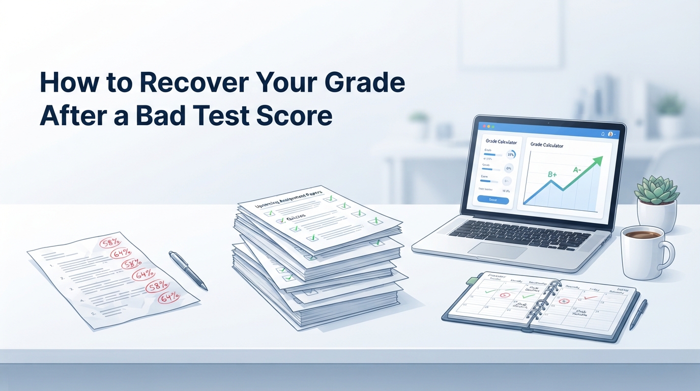 Student planning grade recovery after a bad exam score