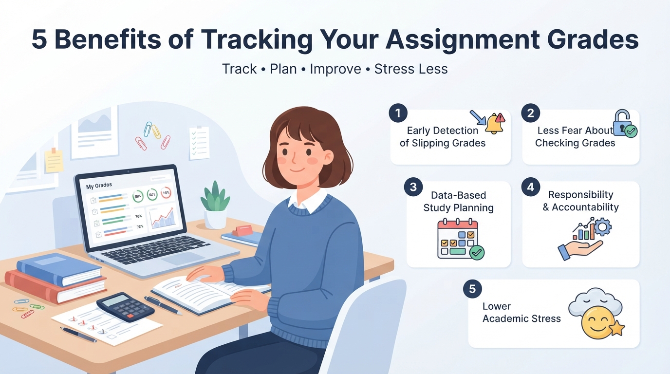 Student tracking assignment grades and academic progress